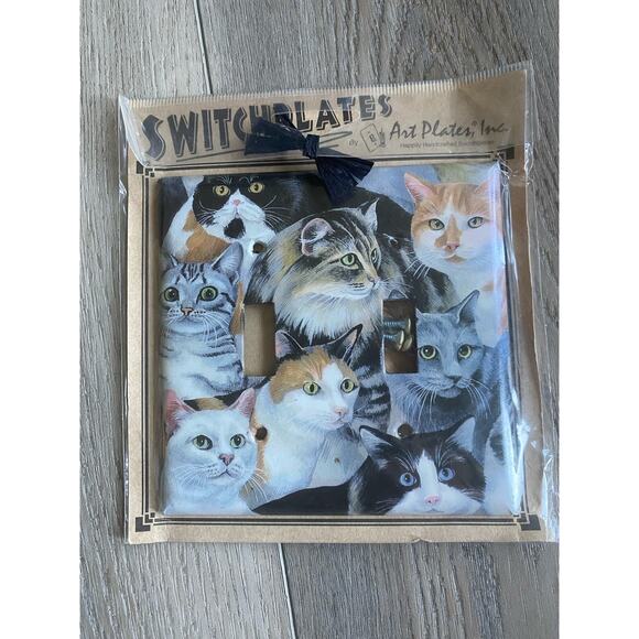 2 Cat Kitten Feline Art Deco Switchplates Handcrafted Made in the USA - Picture 4 of 6